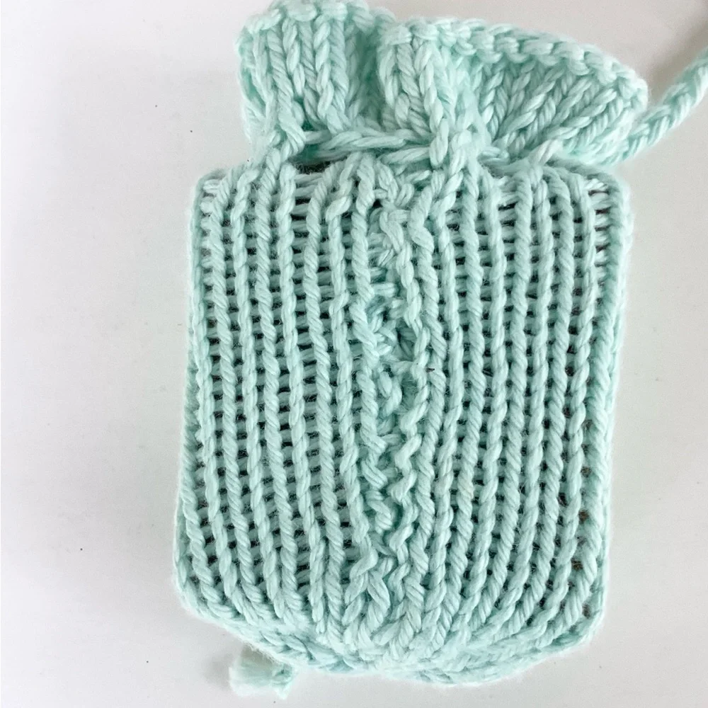 Hand Crafted Soap Saver Bag Hair Scrunchy Bath Essential Cotton Mint Green